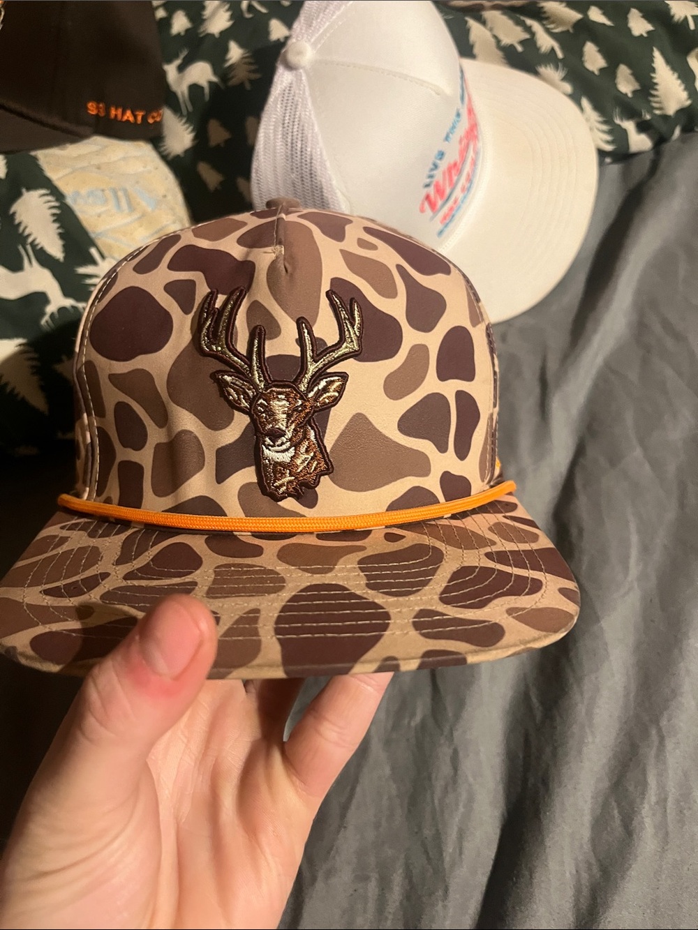 Men's Brown Camo Deer Patch Snapback Hat
